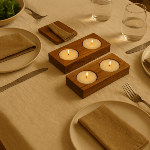 Candle Set on Dining Table - 5 and 2.4 inch