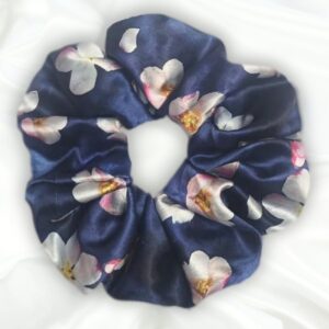 Bahama Bloom - Printed XL Satin Scrunchie - Blue Colour_Main - Bonjoy Fashion and Decor