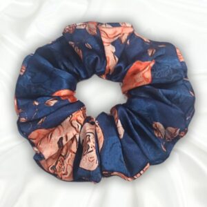 Blythe - Printed XL Satin Scrunchie - Blue Colour_Main - Bonjoy Fashion and Decor