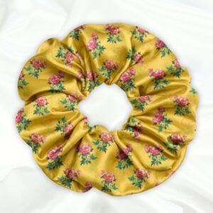 Canary - Printed XL Satin Scrunchie - Yellow Colour_Main - Bonjoy Fashion and Decor