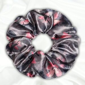 Heather - Printed XL Satin Scrunchie - Grey Scrunchie_Main - Bonjoy Fashion and Decor