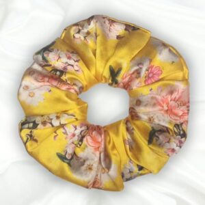 Kornika - Printed XL Satin Scrunchie - Yellow Scrunchie_Main - Bonjoy Fashion and Decor
