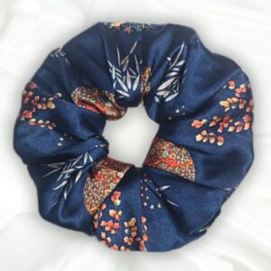 Oceana - Printed XL Satin Scrunchie - Blue Scrunchie_Main - Bonjoy Fashion and Decor